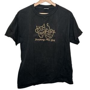 Vintage Delta Black Gold Embroidered Broadway New York Tee Shirt Size M